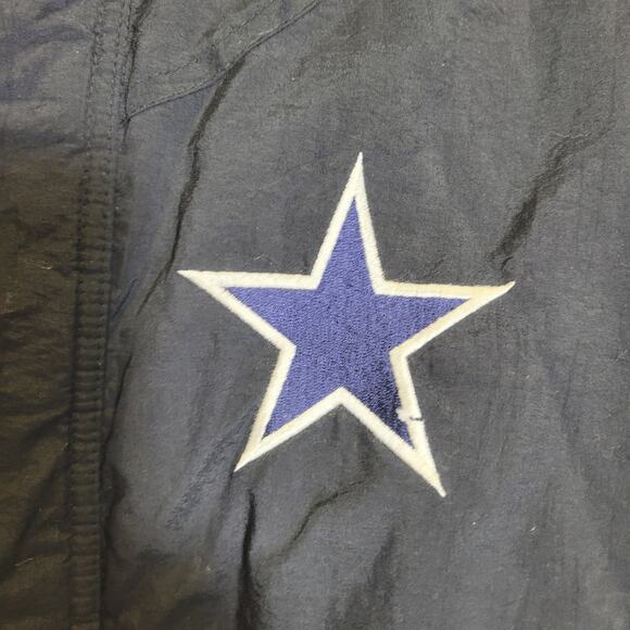 Starter Dallas Cowboys Puffer Coat Jacket Full Zip Vintage NFL Black Mens Med - Picture 5 of 14